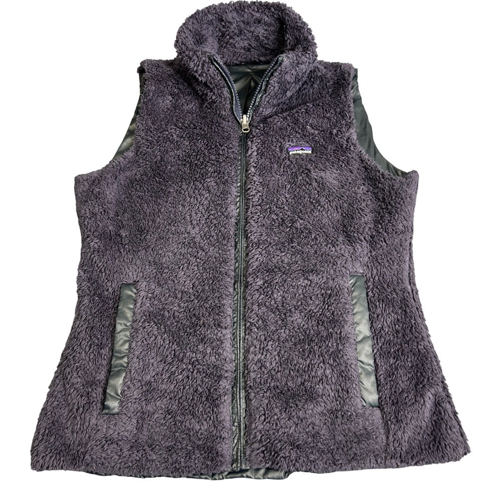 Patagonia Womens Reversible Fleece‎ Shell Vest Dark Purple Black Size Medium